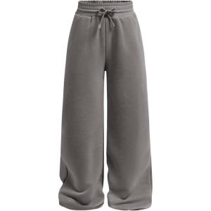 imageSOLY HUX Girls Straight Wide Leg Sweatpants Casual High Waisted Baggy Joggers Track PantsPlain Grey