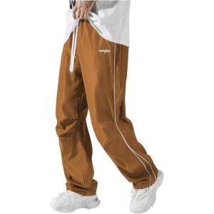 imageSOLY HUX Mens Parachute Pants Y2k Baggy Sweatpants Wide Leg Drawstring Waist Casual Pants StreetwearCoffee Brown