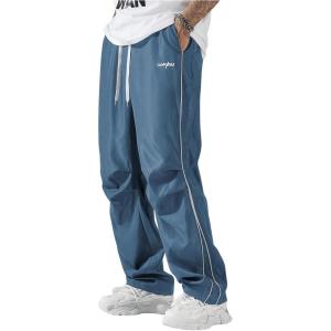 imageSOLY HUX Mens Parachute Pants Y2k Baggy Sweatpants Wide Leg Drawstring Waist Casual Pants StreetwearDusty Blue