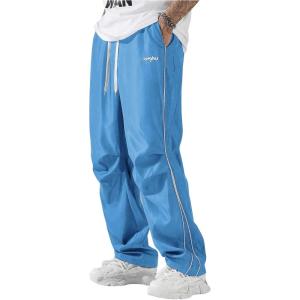 imageSOLY HUX Mens Parachute Pants Y2k Baggy Sweatpants Wide Leg Drawstring Waist Casual Pants StreetwearLight Blue