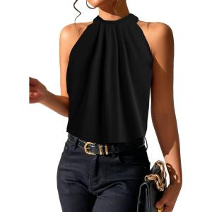 imageSOLY HUX Womens Halter Tops Tank Top Summer Casual Sleeveless Tunic BlousesSolid Black