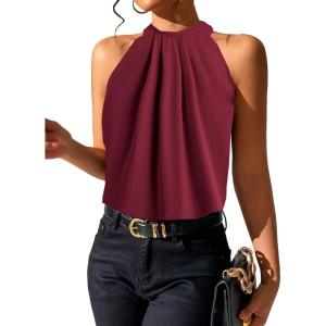 imageSOLY HUX Womens Halter Tops Tank Top Summer Casual Sleeveless Tunic BlousesSolid Burgundy