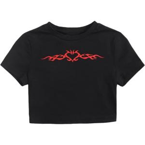imageSOLY HUX Womens Summer Crop Top Short Sleeve T Shirt Cute TeeBlack Heart