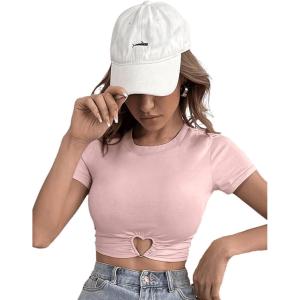 imageSOLY HUX Womens Summer Crop Top Short Sleeve T Shirt Cute TeeLight Pink