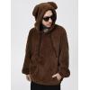 imageSOLY HUX Mens Fall Winter Fuzzy Bear Ear Hoodies Hooded Fleece Pullover Sweatshirt with PocketCoffee Brown