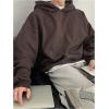 imageSOLY HUX Mens Oversized Hoodies Long Sleeve Drop Shoulder Basic Pullover Sweatshirt with HoodCoffee Brown