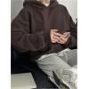 imageSOLY HUX Mens Oversized Hoodies Long Sleeve Drop Shoulder Basic Pullover Sweatshirt with HoodCoffee Brown