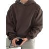 imageSOLY HUX Mens Oversized Hoodies Long Sleeve Drop Shoulder Basic Pullover Sweatshirt with HoodCoffee Brown