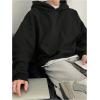 imageSOLY HUX Mens Oversized Hoodies Long Sleeve Drop Shoulder Basic Pullover Sweatshirt with HoodPure Black