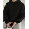 imageSOLY HUX Mens Oversized Hoodies Long Sleeve Drop Shoulder Basic Pullover Sweatshirt with HoodPure Black