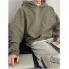 imageSOLY HUX Mens Oversized Hoodies Long Sleeve Drop Shoulder Basic Pullover Sweatshirt with HoodPure Green