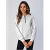 imageSOLY HUX Womens Half Zip Sweatshirt Crew Neck Long Sleeve Cable Knit Pullover TopsPlain White