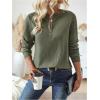imageSOLY HUX Womens Half Zip Sweatshirt Crew Neck Long Sleeve Cable Knit Pullover TopsPure Army Green