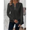 imageSOLY HUX Womens Half Zip Sweatshirt Crew Neck Long Sleeve Cable Knit Pullover TopsPure Black