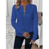 imageSOLY HUX Womens Half Zip Sweatshirt Crew Neck Long Sleeve Cable Knit Pullover TopsPure Blue