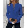 imageSOLY HUX Womens Half Zip Sweatshirt Crew Neck Long Sleeve Cable Knit Pullover TopsPure Blue