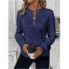 imageSOLY HUX Womens Half Zip Sweatshirt Crew Neck Long Sleeve Cable Knit Pullover TopsPure Dark Blue