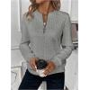 imageSOLY HUX Womens Half Zip Sweatshirt Crew Neck Long Sleeve Cable Knit Pullover TopsPure Grey