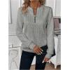 imageSOLY HUX Womens Half Zip Sweatshirt Crew Neck Long Sleeve Cable Knit Pullover TopsPure Grey