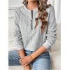 imageSOLY HUX Womens Half Zip Sweatshirt Crew Neck Long Sleeve Cable Knit Pullover TopsPure Light Grey