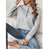 imageSOLY HUX Womens Half Zip Sweatshirt Crew Neck Long Sleeve Cable Knit Pullover TopsPure Light Grey