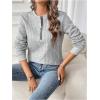 imageSOLY HUX Womens Half Zip Sweatshirt Crew Neck Long Sleeve Cable Knit Pullover TopsPure Light Grey