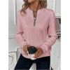 imageSOLY HUX Womens Half Zip Sweatshirt Crew Neck Long Sleeve Cable Knit Pullover TopsPure Pink
