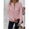 imageSOLY HUX Womens Half Zip Sweatshirt Crew Neck Long Sleeve Cable Knit Pullover TopsPure Pink