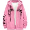 imageSOLY HUX Mens Graphic Zip Up Hoodies Sweatshirt Drawstring Long Sleeve Casual Streetwear JacketPink Graphic
