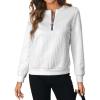 imageSOLY HUX Womens Half Zip Sweatshirt Crew Neck Long Sleeve Cable Knit Pullover TopsPlain White