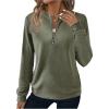 imageSOLY HUX Womens Half Zip Sweatshirt Crew Neck Long Sleeve Cable Knit Pullover TopsPure Army Green
