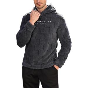 imageSOLY HUX Hoodies for Men Graphic Fuzzy Sherpa Pullover Hoodie Long Sleeve Winter Fleece Hooded SweatshirtDark Grey