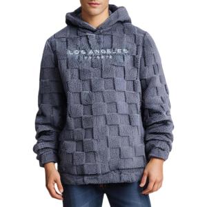 imageSOLY HUX Hoodies for Men Graphic Fuzzy Sherpa Pullover Hoodie Long Sleeve Winter Fleece Hooded SweatshirtGrey Blue