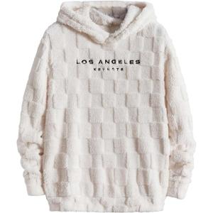 imageSOLY HUX Hoodies for Men Graphic Fuzzy Sherpa Pullover Hoodie Long Sleeve Winter Fleece Hooded SweatshirtLight Beige