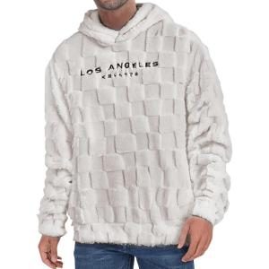 imageSOLY HUX Hoodies for Men Graphic Fuzzy Sherpa Pullover Hoodie Long Sleeve Winter Fleece Hooded SweatshirtPlain White