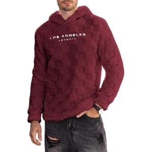 imageSOLY HUX Hoodies for Men Graphic Fuzzy Sherpa Pullover Hoodie Long Sleeve Winter Fleece Hooded SweatshirtRed Graphic
