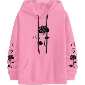 imageSOLY HUX Mens Floral Graphic Hoodies Drawstring Sweatshirt Long Sleeve Casual Pullover TopsPink Floral