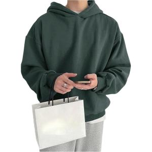 imageSOLY HUX Mens Oversized Hoodies Long Sleeve Drop Shoulder Basic Pullover Sweatshirt with HoodDark Green