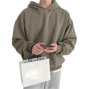 imageSOLY HUX Mens Oversized Hoodies Long Sleeve Drop Shoulder Basic Pullover Sweatshirt with HoodPure Green