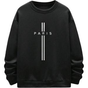 imageSOLY HUX Sweatshirts for Men Letter Print Long Sleeve Crew Neck Casual Pullover TopsBlack Letter