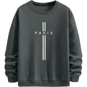 imageSOLY HUX Sweatshirts for Men Letter Print Long Sleeve Crew Neck Casual Pullover TopsDark Grey Letter