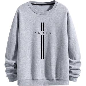 imageSOLY HUX Sweatshirts for Men Letter Print Long Sleeve Crew Neck Casual Pullover TopsLight Grey Letter