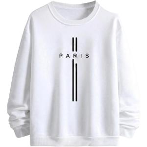 imageSOLY HUX Sweatshirts for Men Letter Print Long Sleeve Crew Neck Casual Pullover TopsWhite Letter
