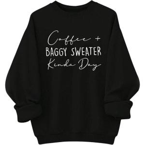 imageSOLY HUX Womens Plus Size Oversized Sweatshirt Letter Graphic Long Sleeve Crewneck Baggy Pullover ShirtsBlack Letter
