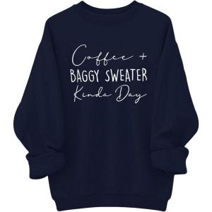 imageSOLY HUX Womens Plus Size Oversized Sweatshirt Letter Graphic Long Sleeve Crewneck Baggy Pullover ShirtsDark Blue