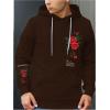 imageSOLY HUX Mens Graphic Hoodies Floral Letter Print Drawstring Long Sleeve Oversized Pullover SweatshirtBrown Floral