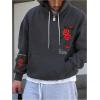 imageSOLY HUX Mens Graphic Hoodies Floral Letter Print Drawstring Long Sleeve Oversized Pullover SweatshirtGrey Floral