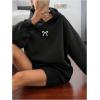 imageSOLY HUX Oversized Hoodies for Women Bow Print Hooded Sweatshirt Drop Shoulder Long Sleeve Loose Pullover TopBlack Bow