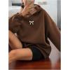 imageSOLY HUX Oversized Hoodies for Women Bow Print Hooded Sweatshirt Drop Shoulder Long Sleeve Loose Pullover TopBrown Bow