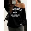 imageSOLY HUX Womens Off Shoulder Letter Graphic Sweatshirts Long Sleeve Baggy Pullover StreetwearBlack Letter